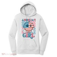 American Girl Retro Groovy 4th Of July Smile Peace Women's Hoodie thumb 0