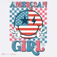 American Girl Retro Groovy 4th Of July Smile Peace Women's Hoodie thumb 2