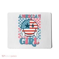 American Girl Retro Groovy 4th Of July Smile Peace Mousepad thumb 0
