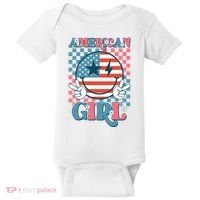 American Girl Retro Groovy 4th Of July Smile Peace Baby Bodysuit thumb 0