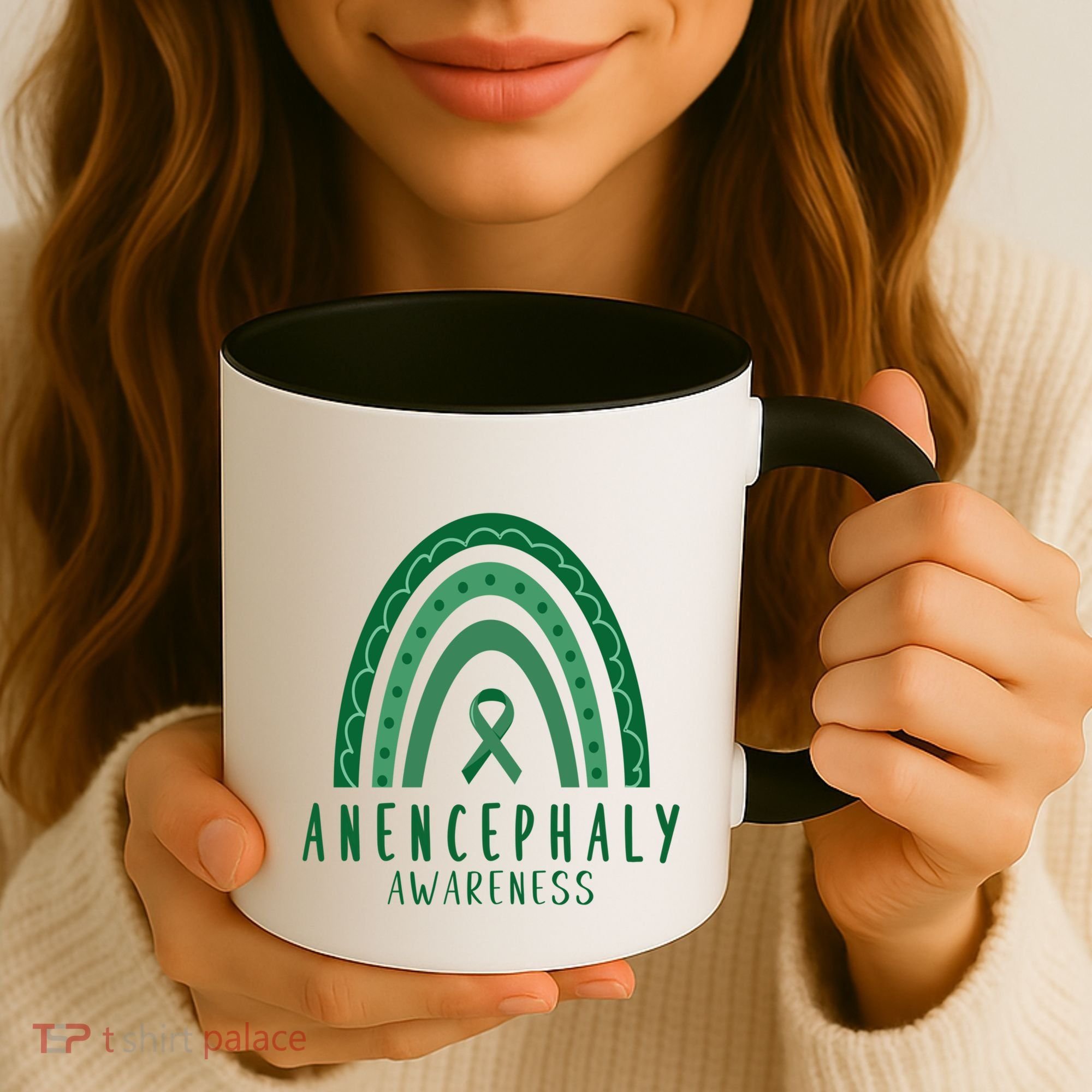 Anencephaly Green Rainbow Ribbon Awareness Month Gift Coffee Mug