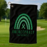 Anencephaly Green Rainbow Ribbon Awareness Month Gift Golf Towel thumb 1