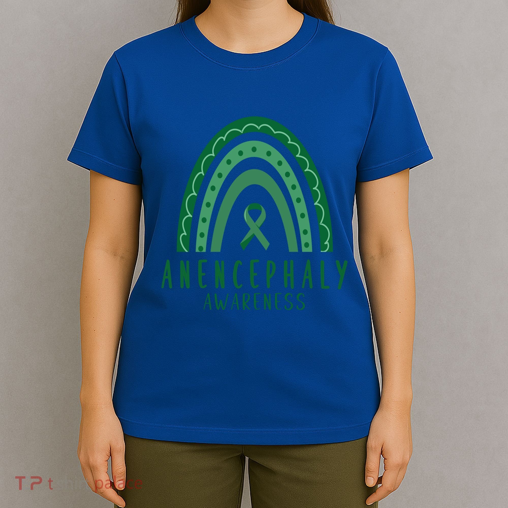 Anencephaly Green Rainbow Ribbon Awareness Month Gift T-Shirt