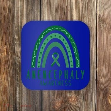 Anencephaly Green Rainbow Ribbon Awareness Month Gift Coaster