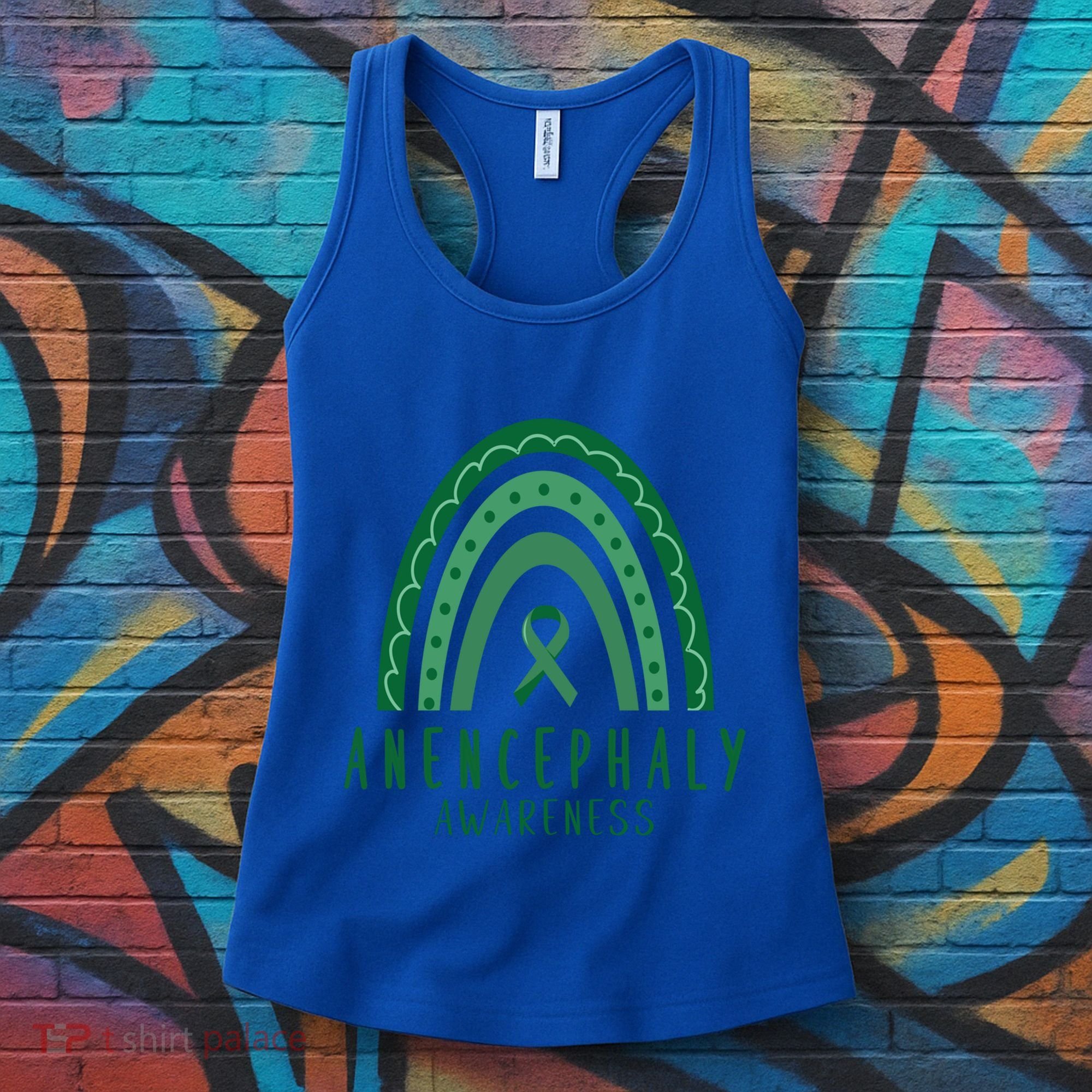 Anencephaly Green Rainbow Ribbon Awareness Month Gift Women's Tank Top