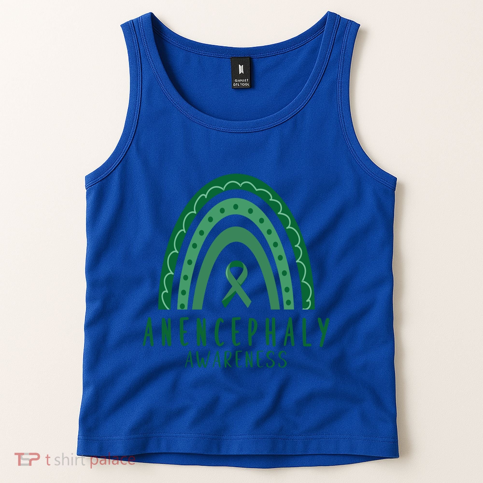 Anencephaly Green Rainbow Ribbon Awareness Month Gift Tank Top