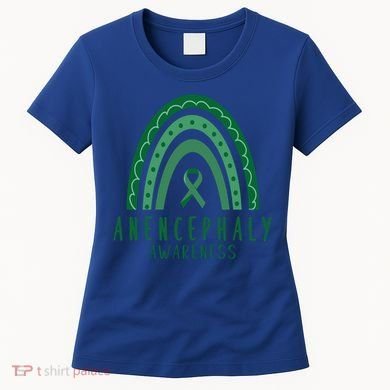 Anencephaly Green Rainbow Ribbon Awareness Month Gift Women's T-Shirt