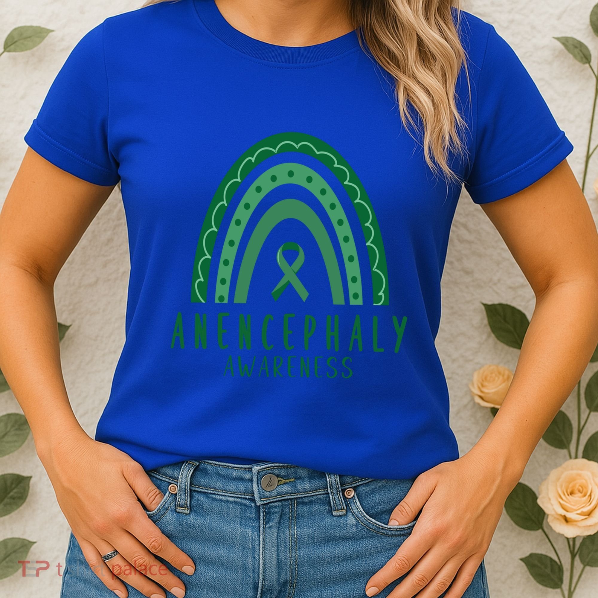 Anencephaly Green Rainbow Ribbon Awareness Month Gift Women's T-Shirt