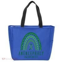 Anencephaly Green Rainbow Ribbon Awareness Month Gift Tote Bag thumb 0