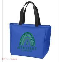 Anencephaly Green Rainbow Ribbon Awareness Month Gift Tote Bag thumb 3