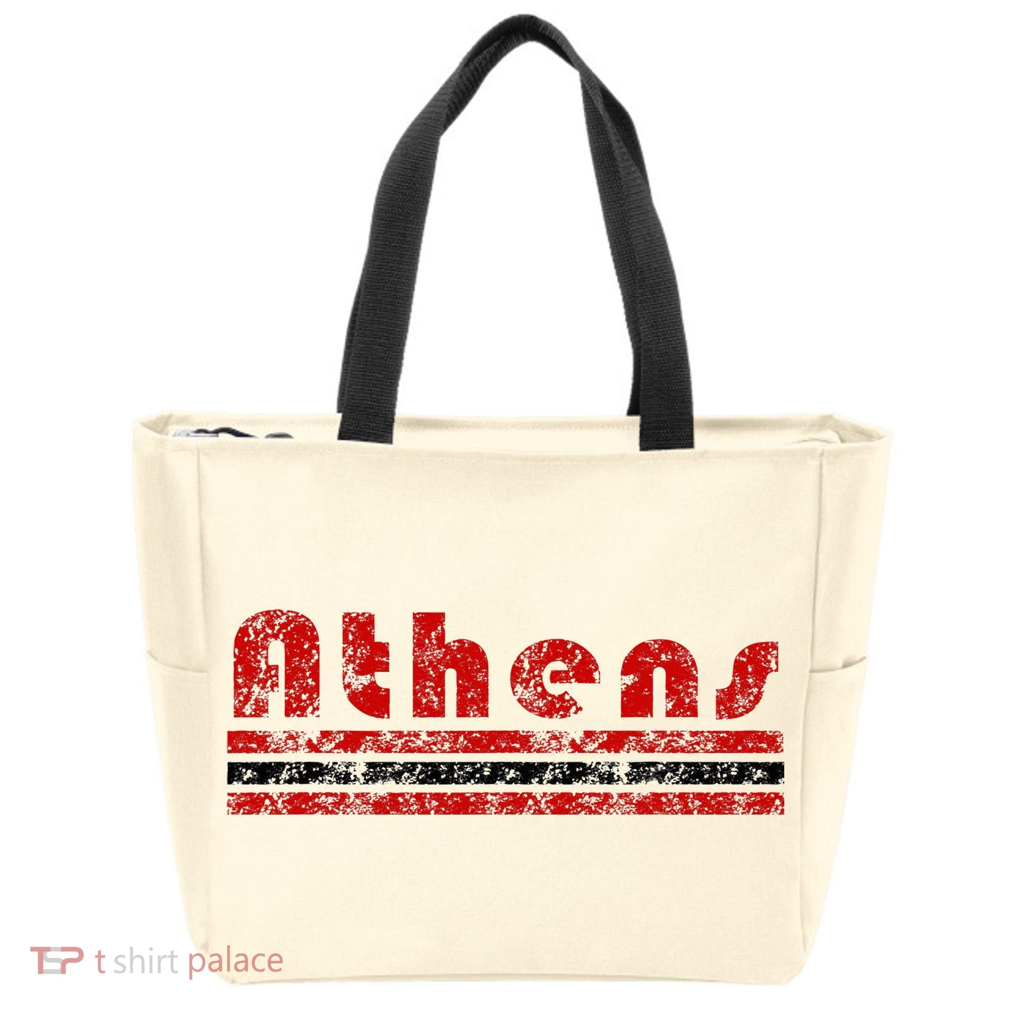 Athens Georgia Retro Three Stripe Weathered Tote Bag
