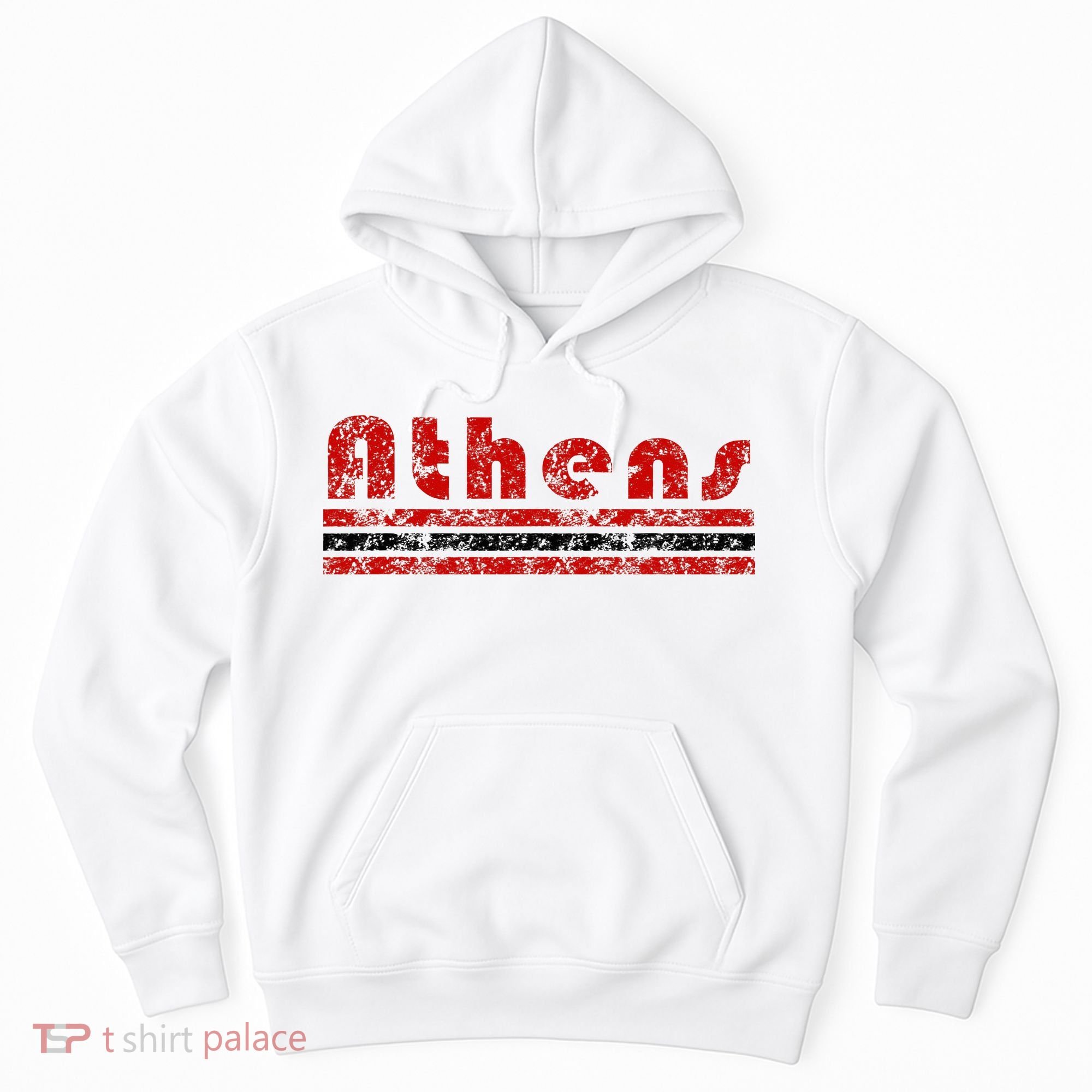 Athens Georgia Retro Three Stripe Weathered Hoodie