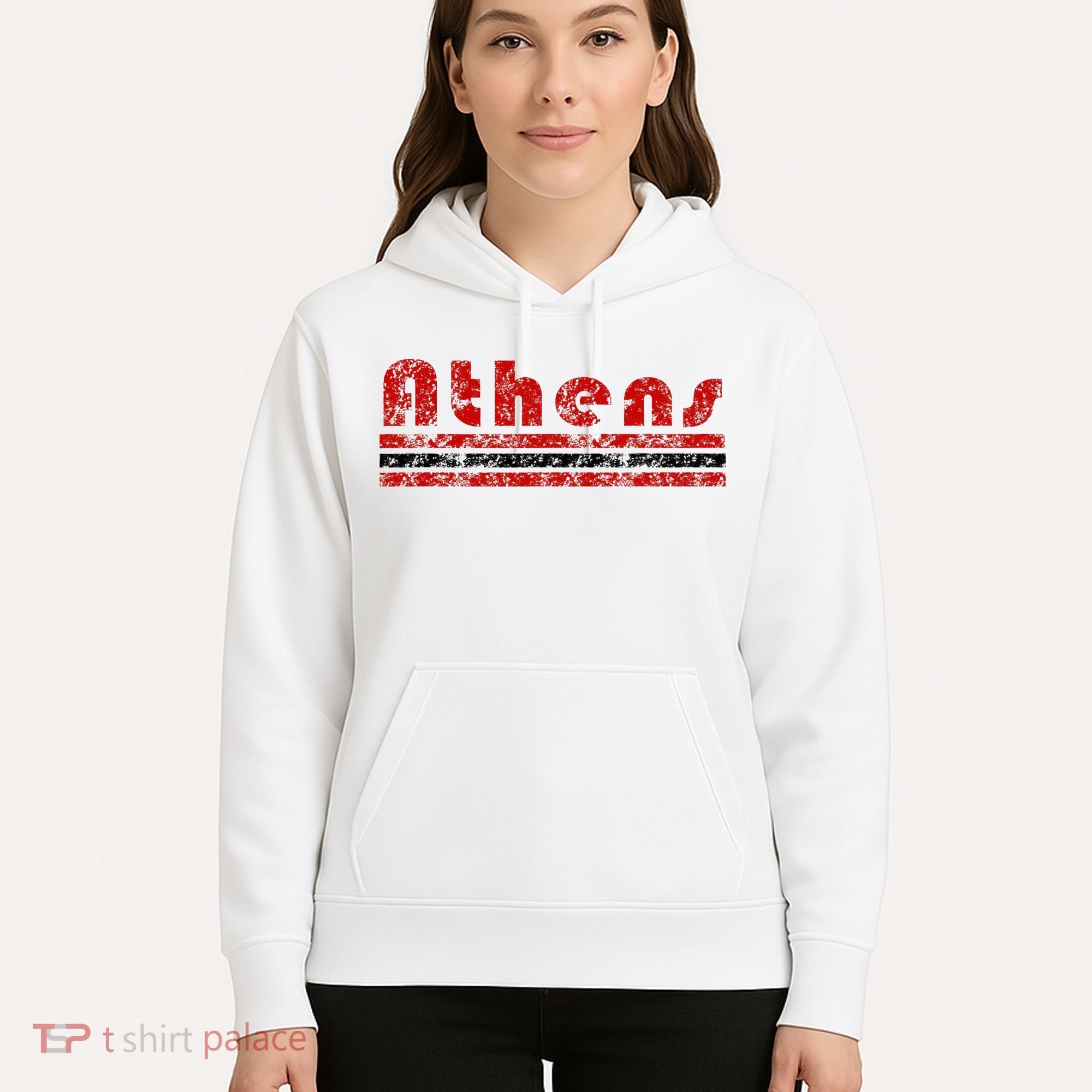 Athens Georgia Retro Three Stripe Weathered Hoodie