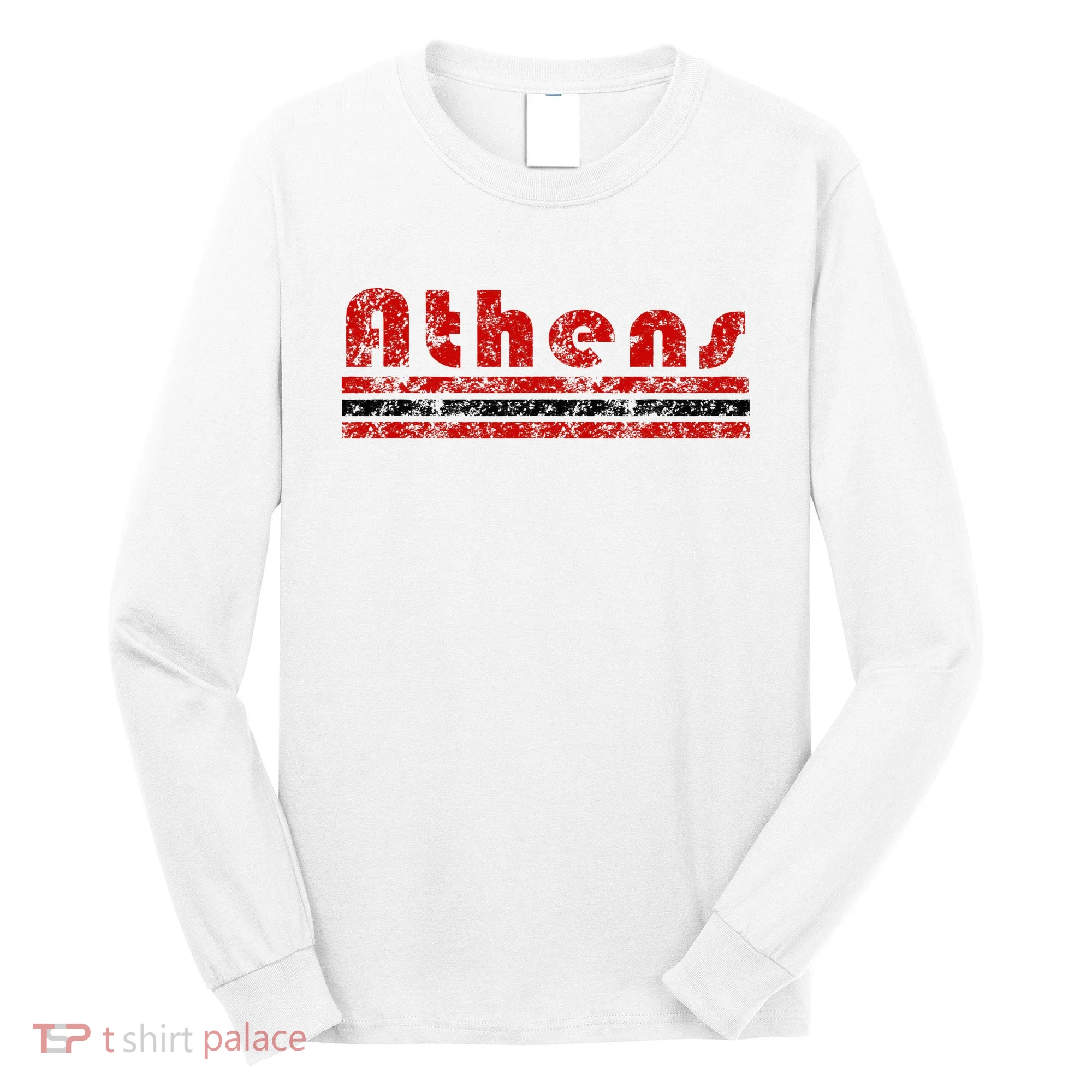 Athens Georgia Retro Three Stripe Weathered Long Sleeve Shirt
