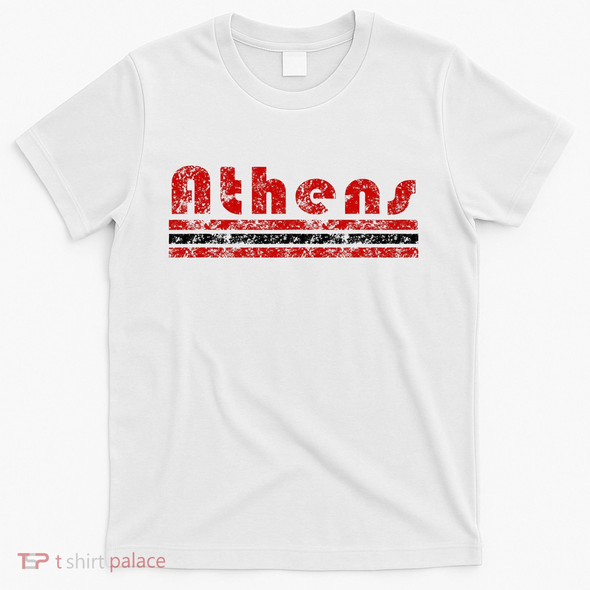 Athens Georgia Retro Three Stripe Weathered T-Shirt