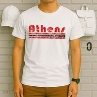 Athens Georgia Retro Three Stripe Weathered T-Shirt thumb 6