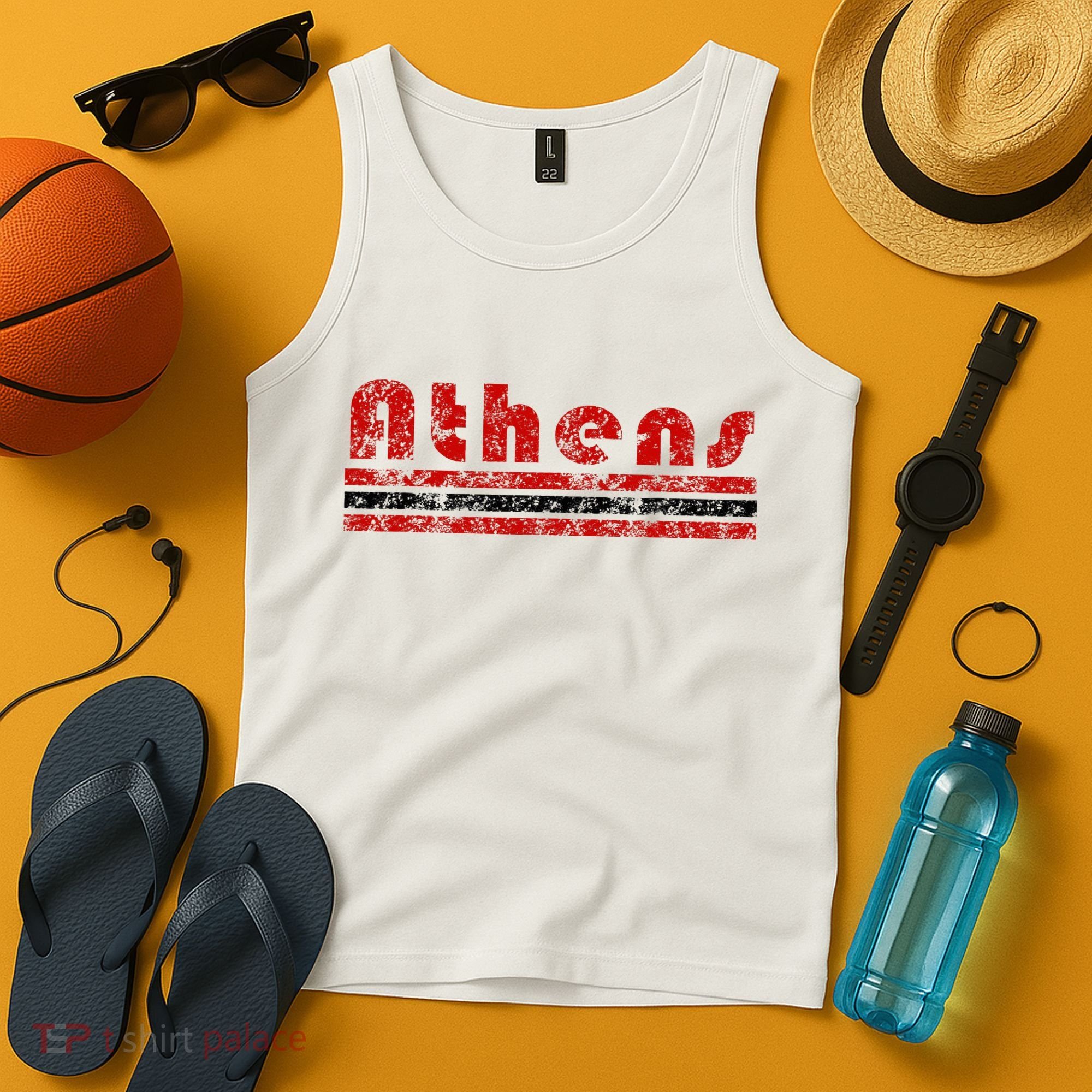 Athens Georgia Retro Three Stripe Weathered Tank Top