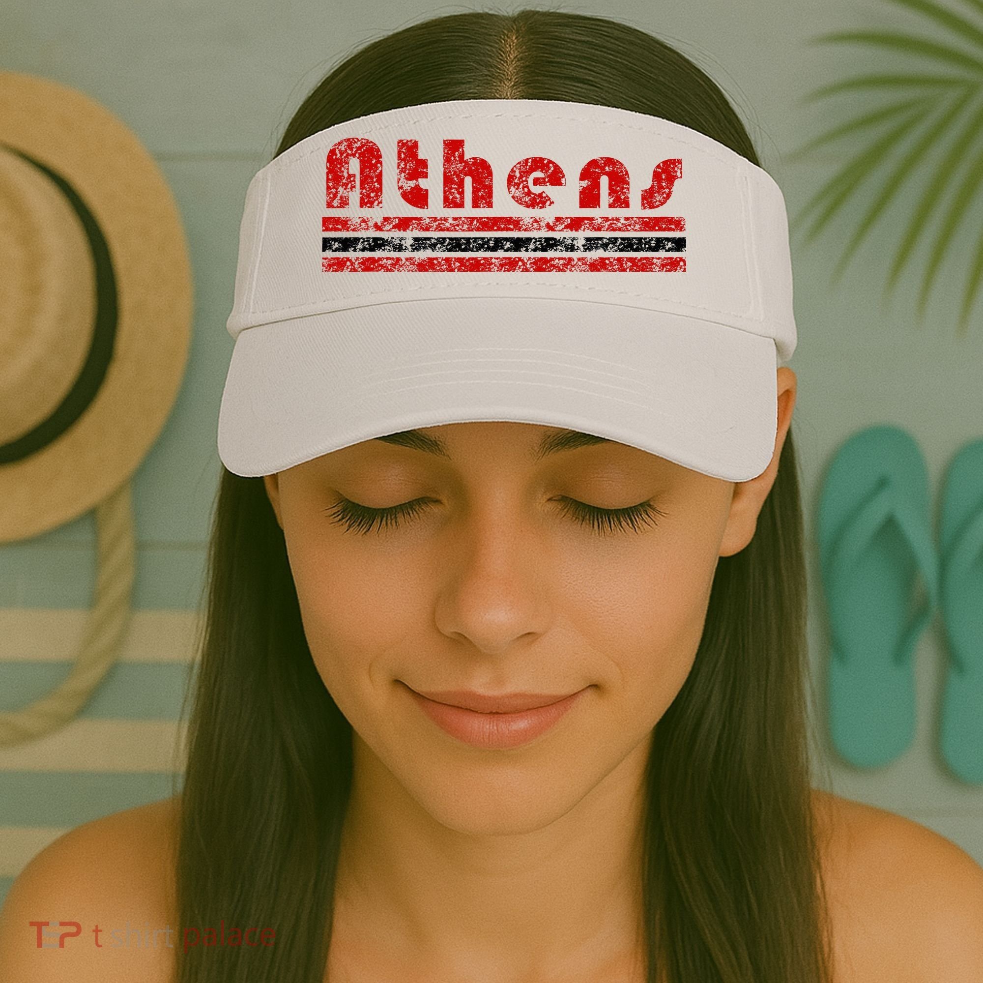 Athens Georgia Retro Three Stripe Weathered Visor