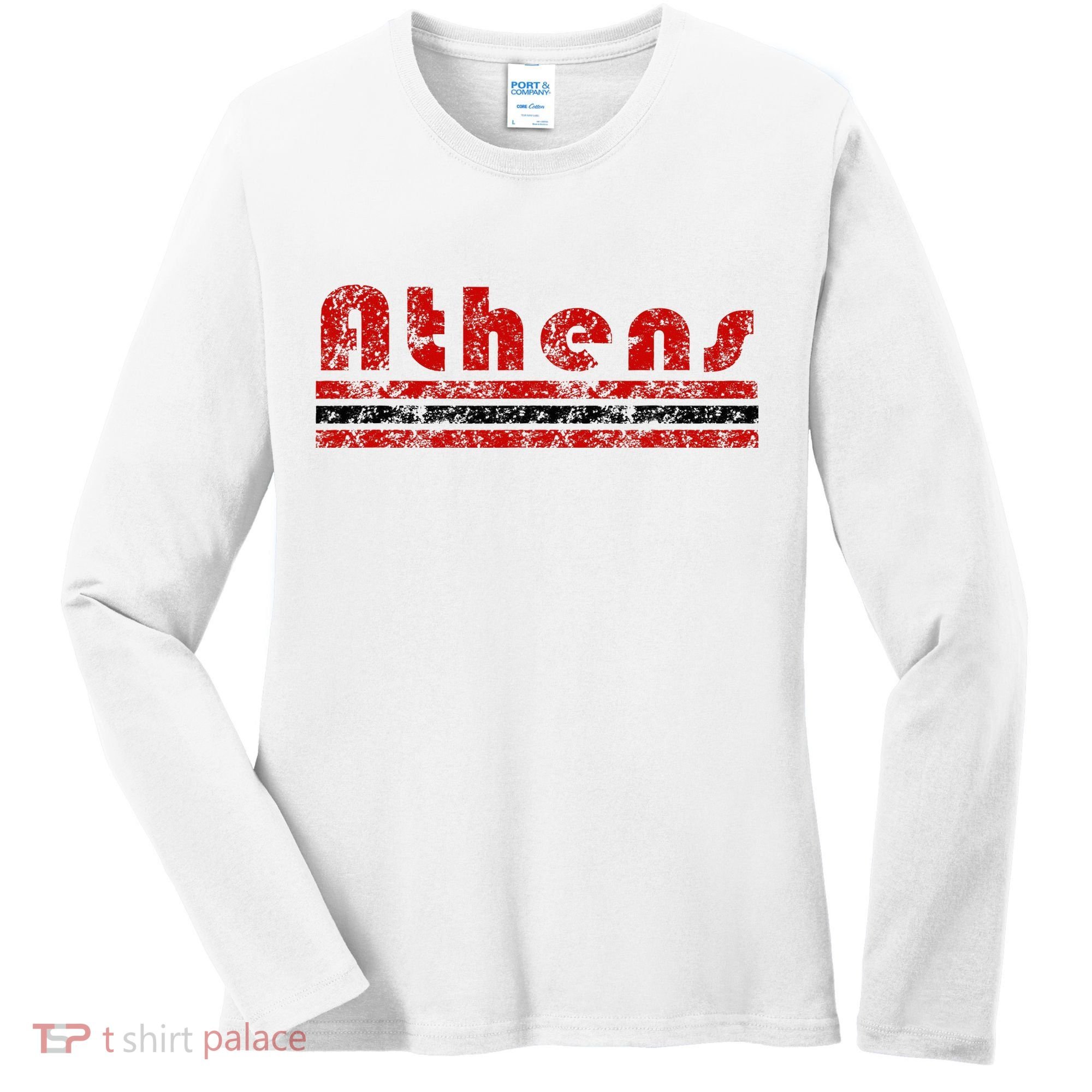 Athens Georgia Retro Three Stripe Weathered Women's Long Sleeve Shirt