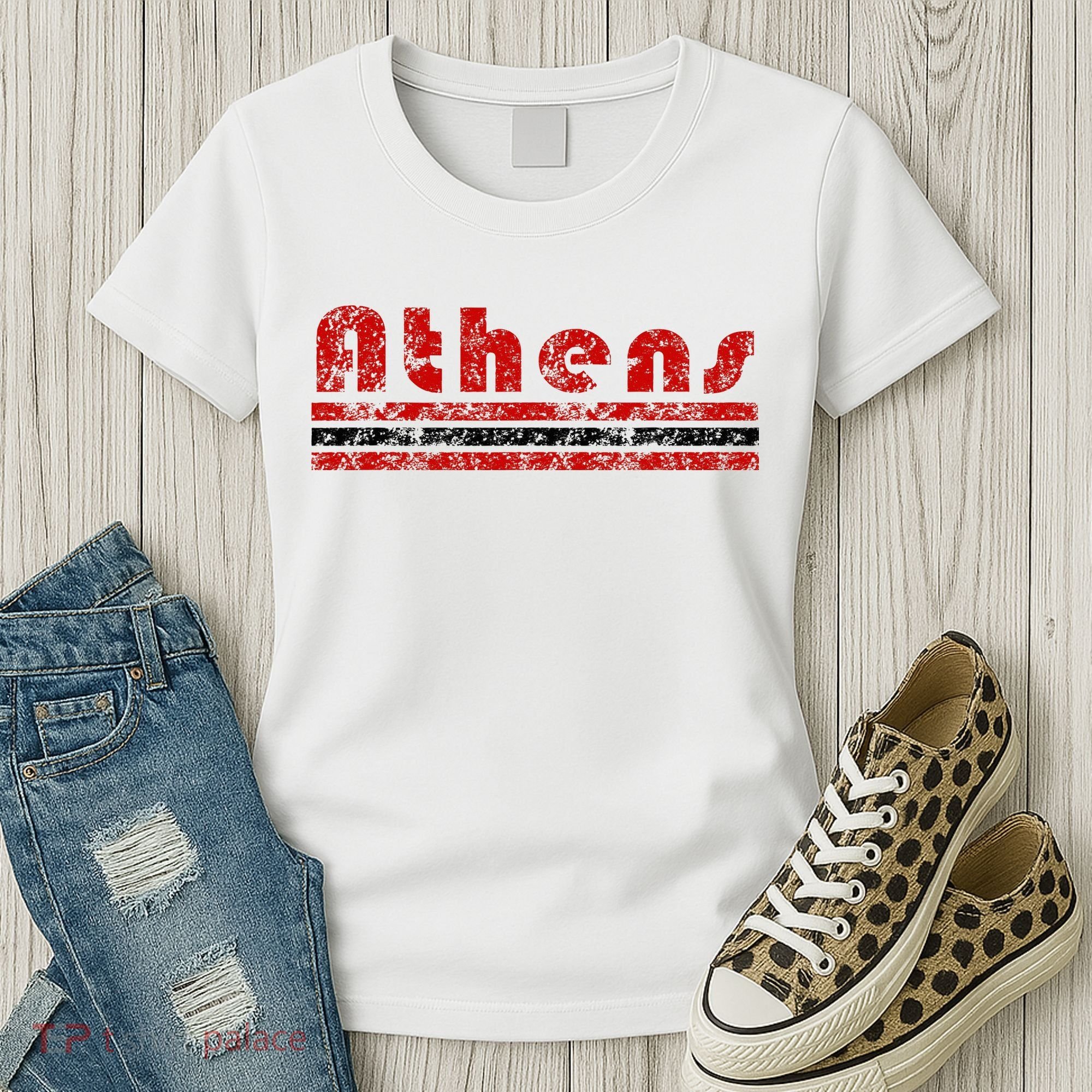 Athens Georgia Retro Three Stripe Weathered Women's T-Shirt