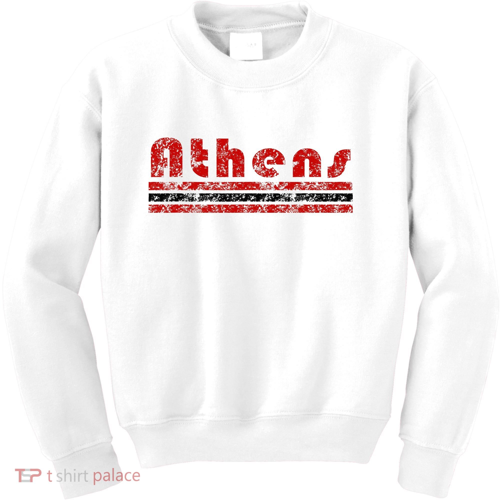 Athens Georgia Retro Three Stripe Weathered Kids Sweatshirt
