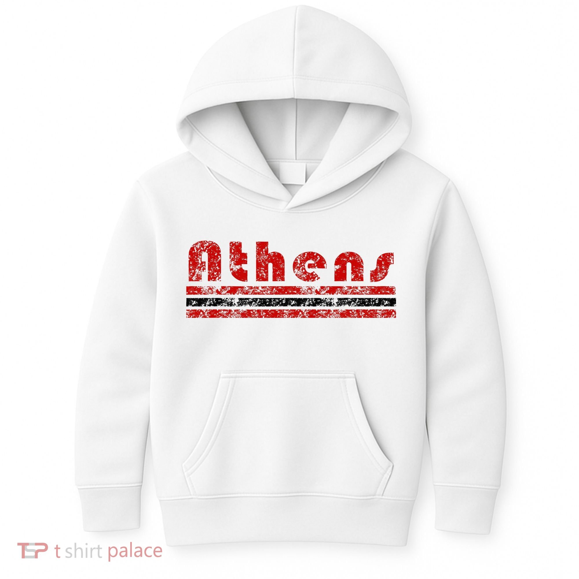 Athens Georgia Retro Three Stripe Weathered Kids Hoodie