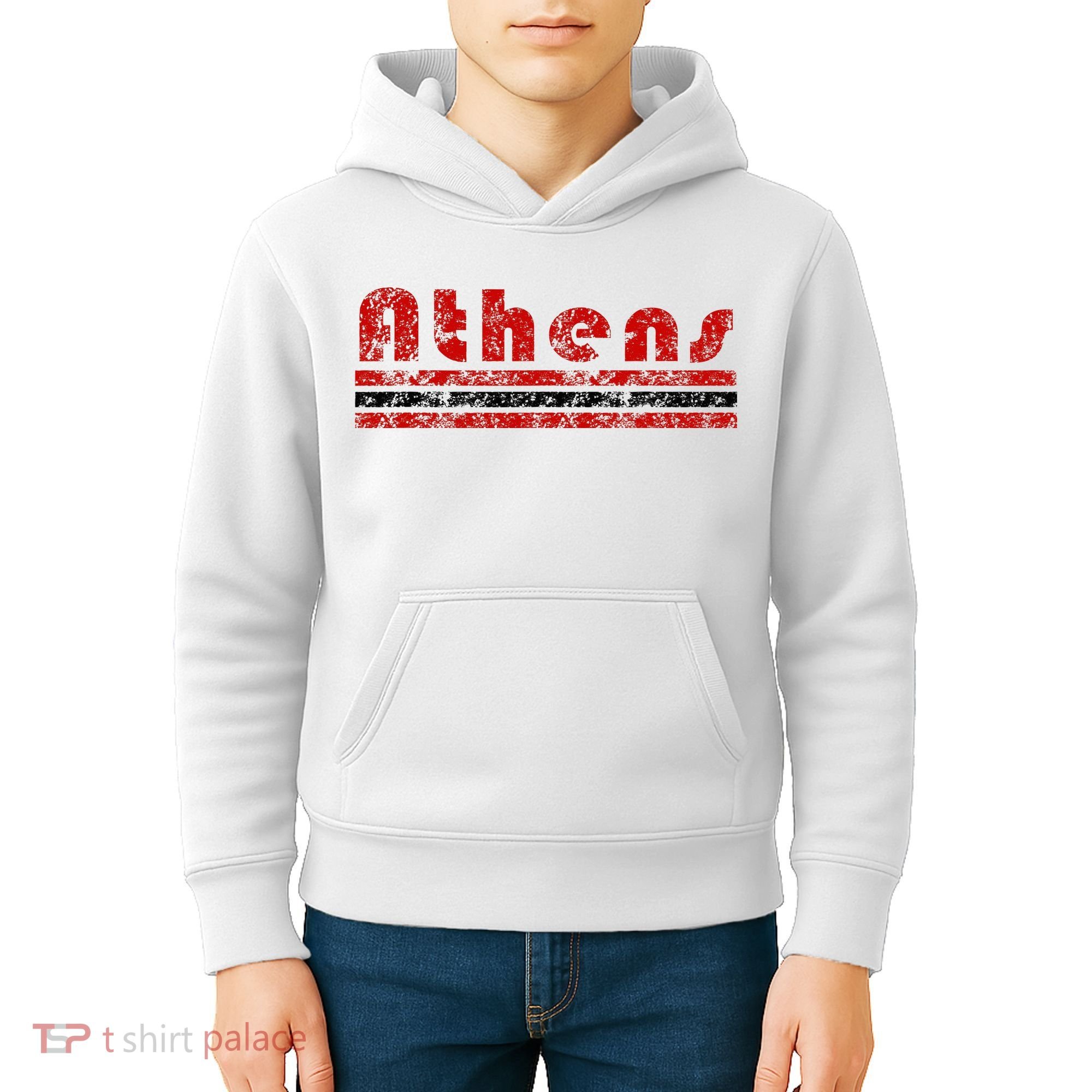 Athens Georgia Retro Three Stripe Weathered Kids Hoodie