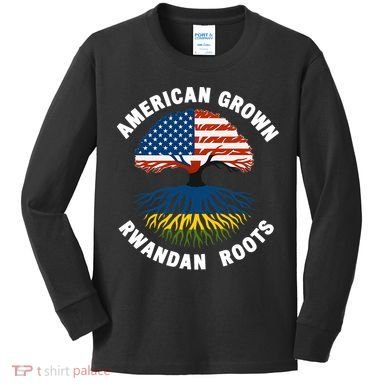 American Grown Rwandan Roots Kids Long Sleeve Shirt