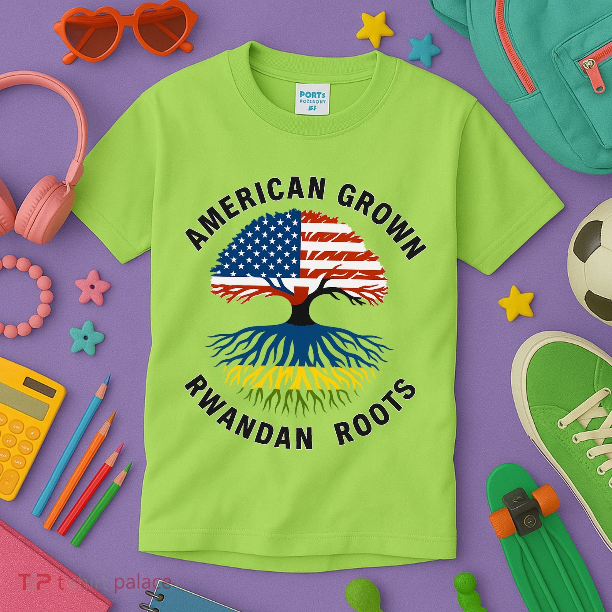 American Grown Rwandan Roots Kids T-Shirt