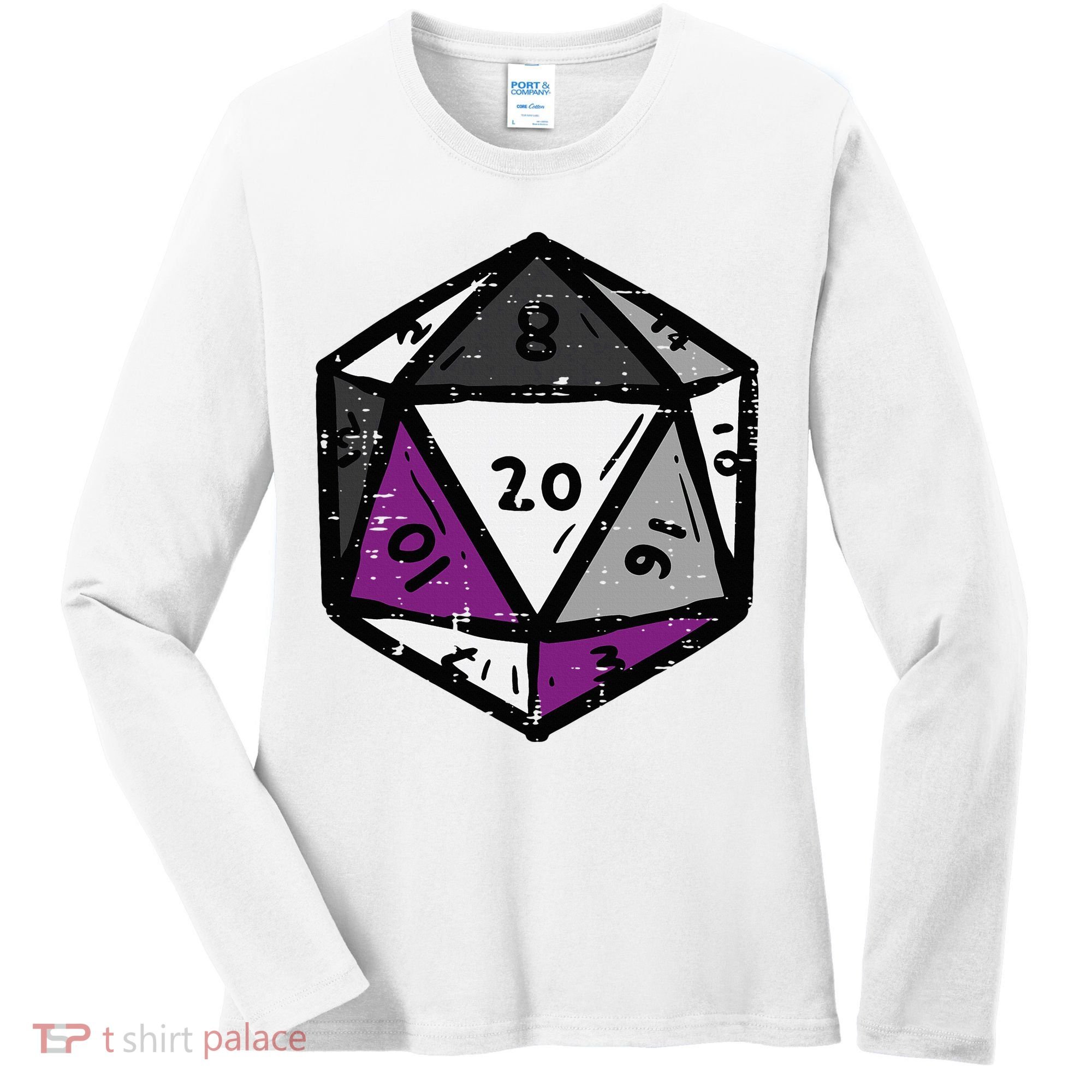 Asexual Gamer Rpg Dice Ace Pride Flag Lgbtq Women's Long Sleeve Shirt
