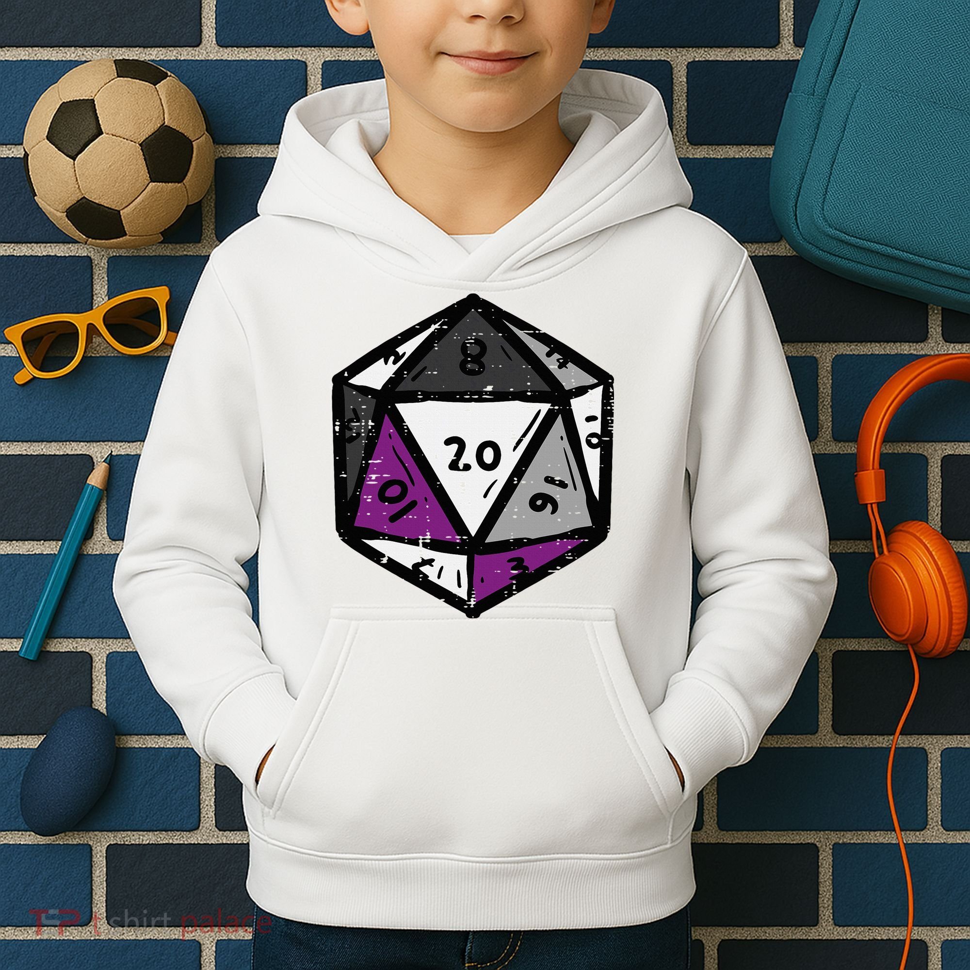 Asexual Gamer Rpg Dice Ace Pride Flag Lgbtq Kids Hoodie