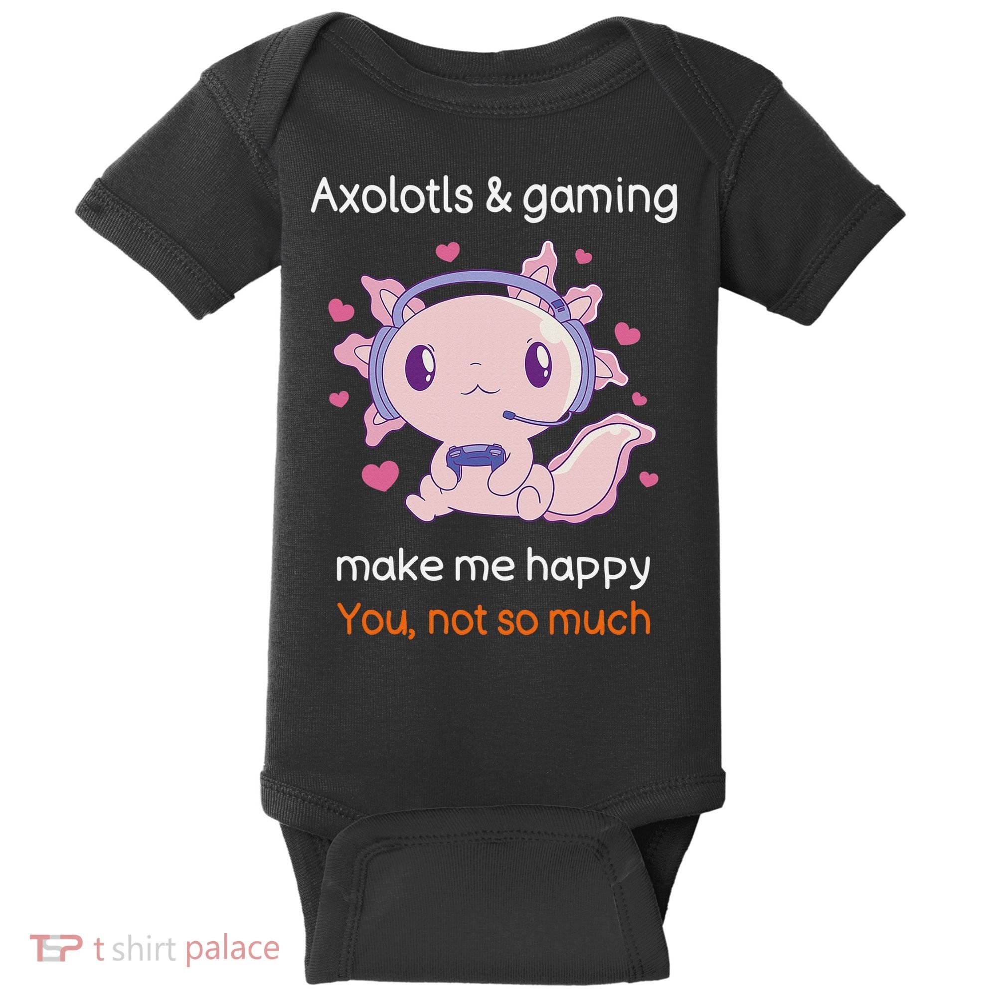 Axolotl Gamer Shirt Funny Video Gaming Sarcastic Axolotl  Baby Bodysuit