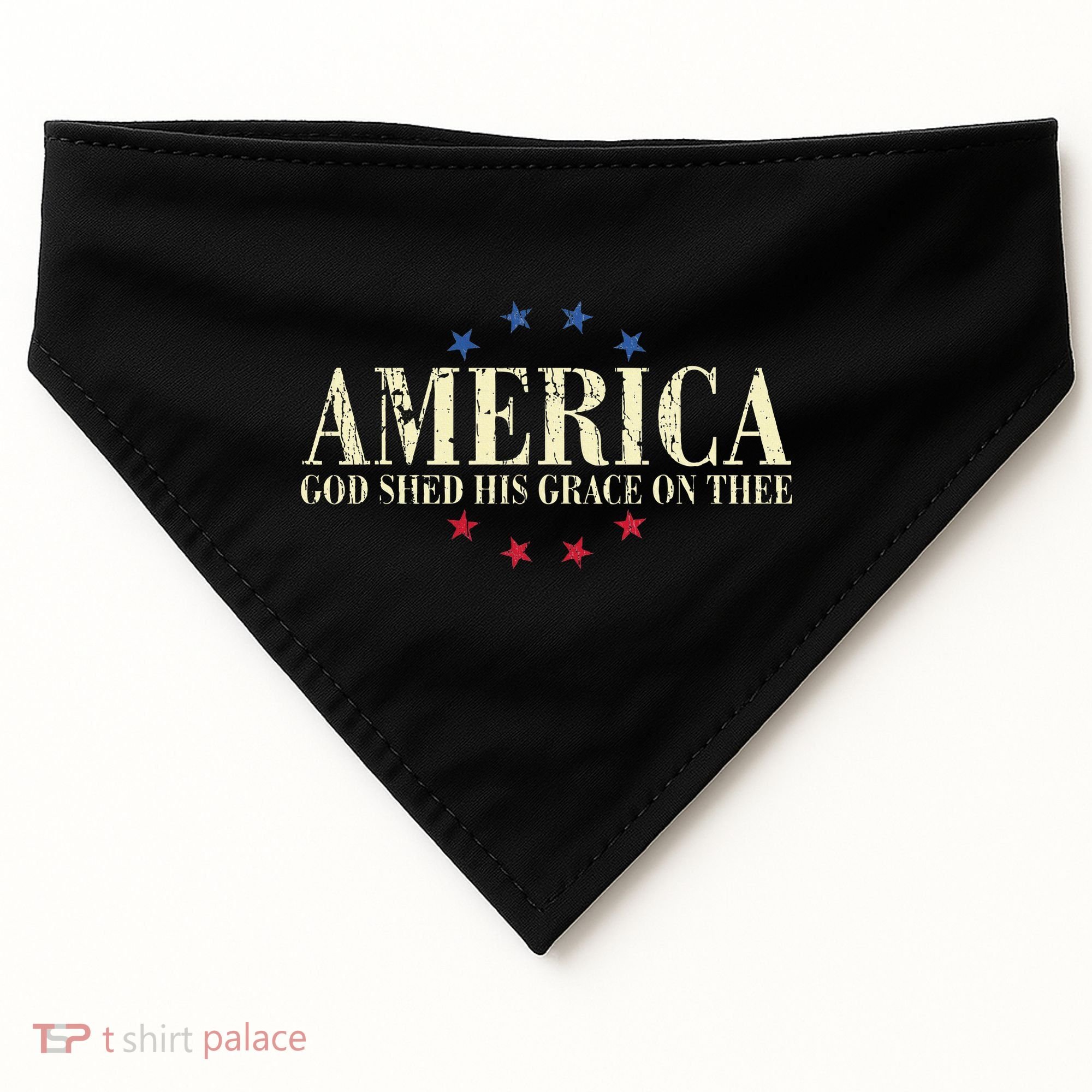 America God Shed His Grace On Thee 4th Of July USA-Made Doggie Bandana