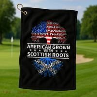 American Grown Scottish Roots Scotland Golf Towel thumb 1
