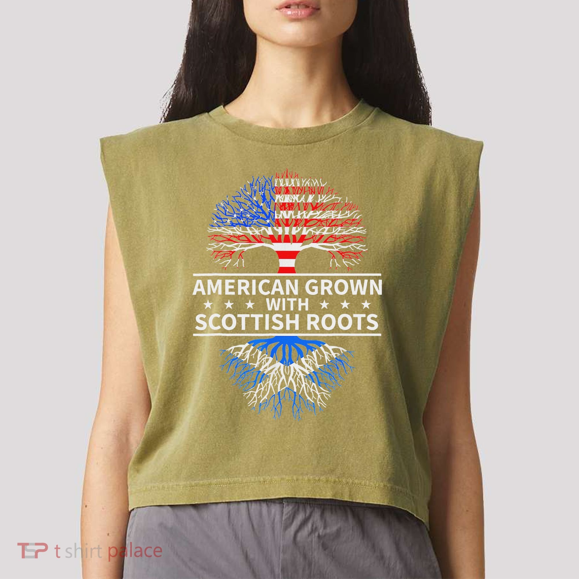 American Grown Scottish Roots Scotland Garment-Dyed Women's Muscle Tee
