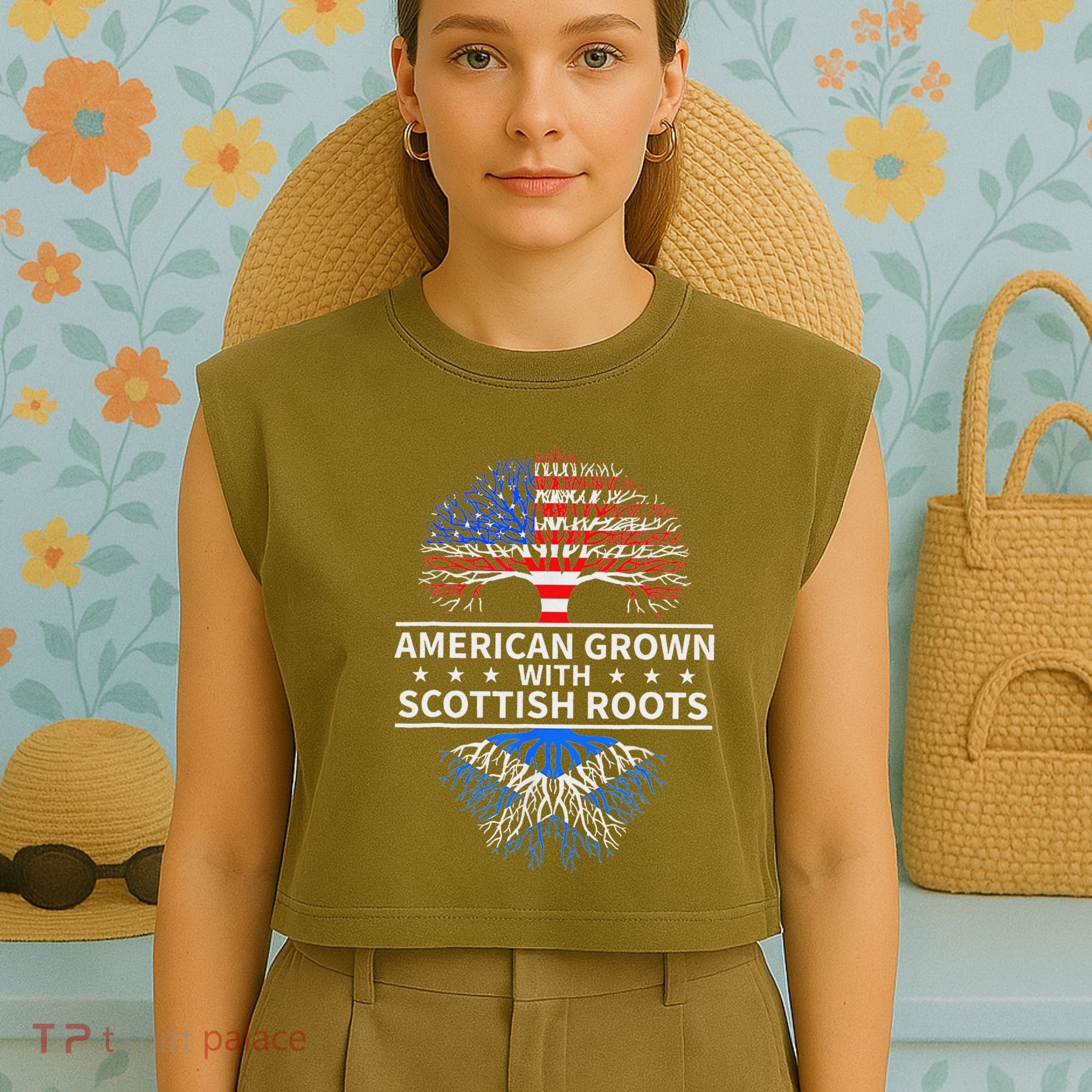 American Grown Scottish Roots Scotland Garment-Dyed Women's Muscle Tee