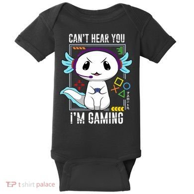 Axolotl Gaming Salamander As Gamer Baby Bodysuit