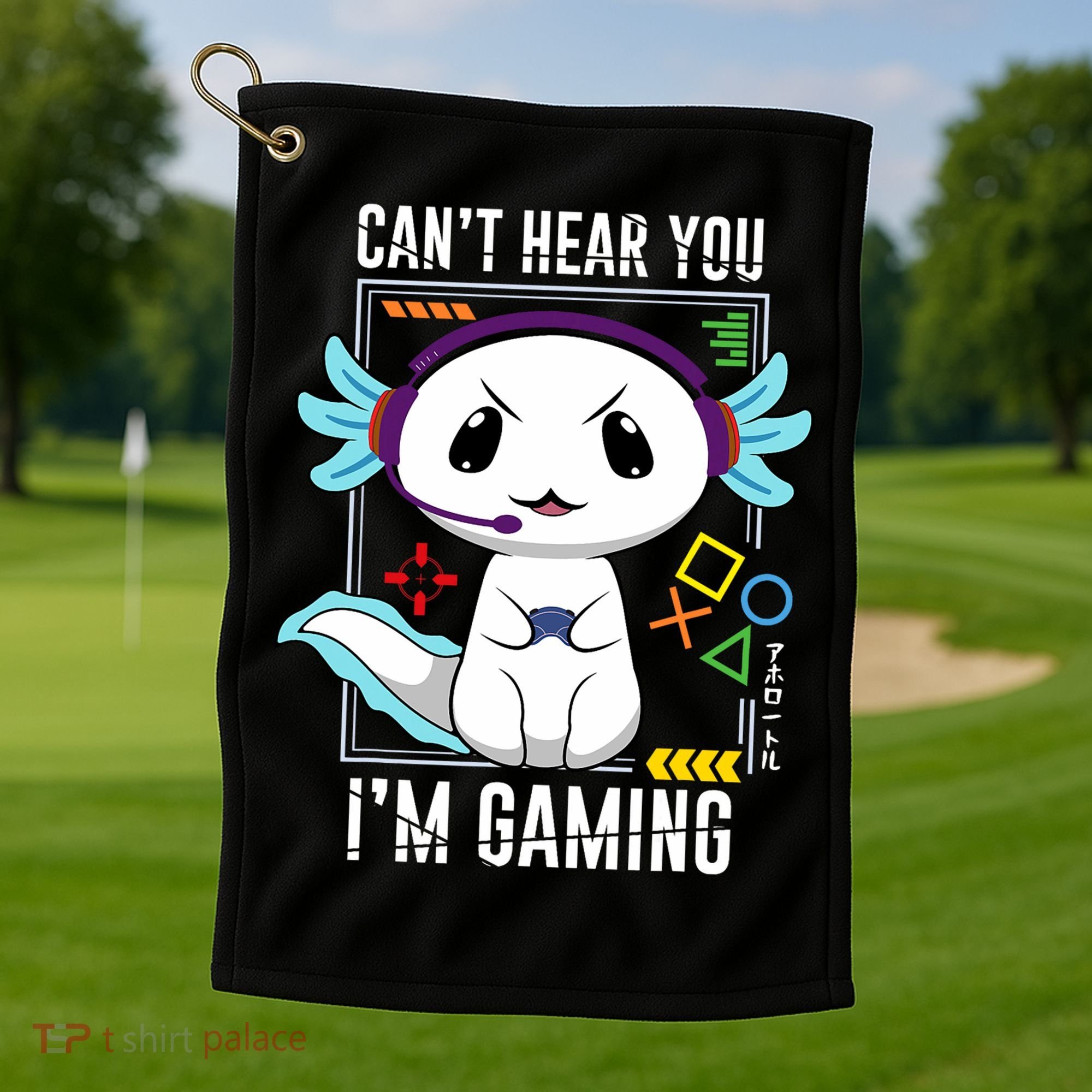 Axolotl Gaming Salamander As Gamer Golf Towel