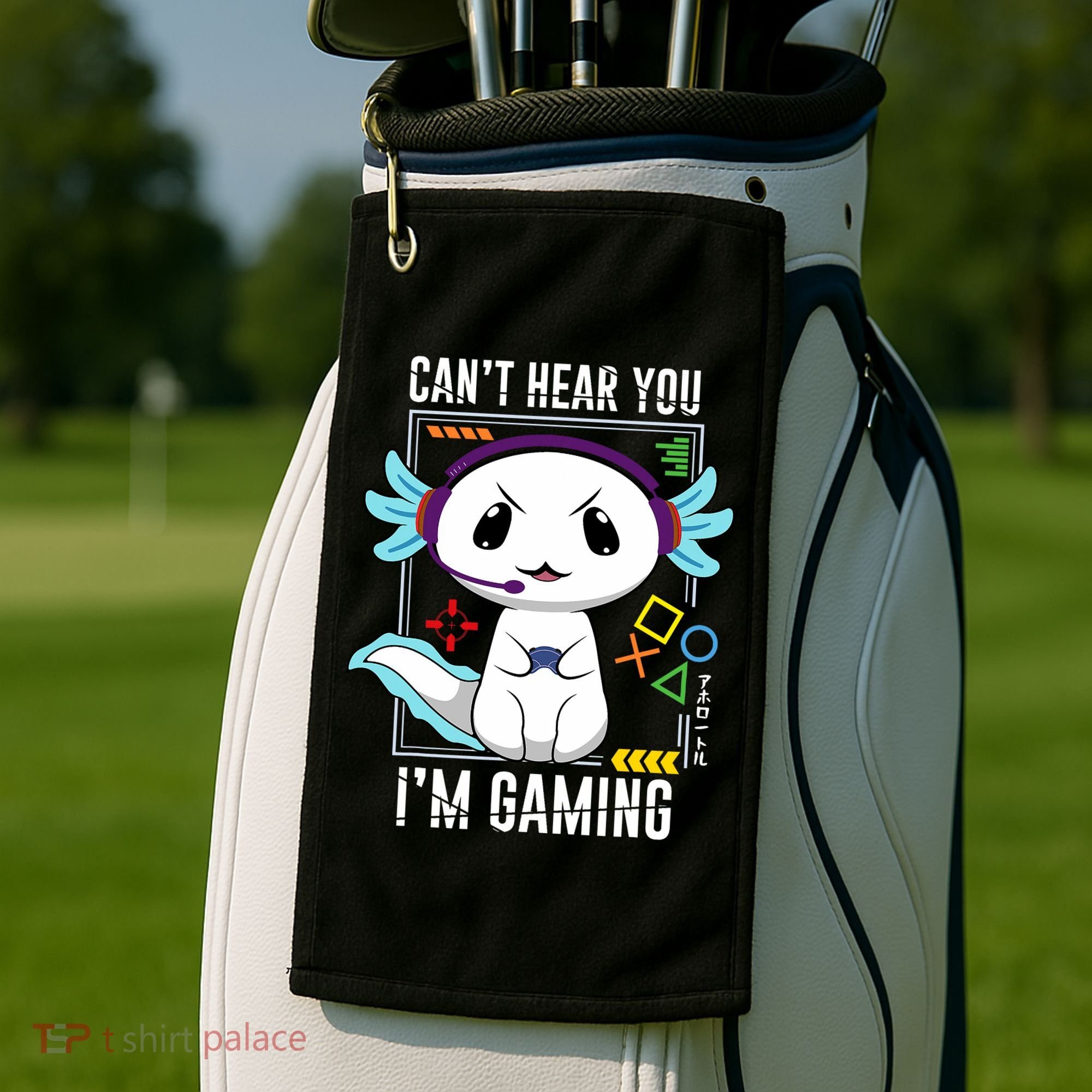 Axolotl Gaming Salamander As Gamer Golf Towel