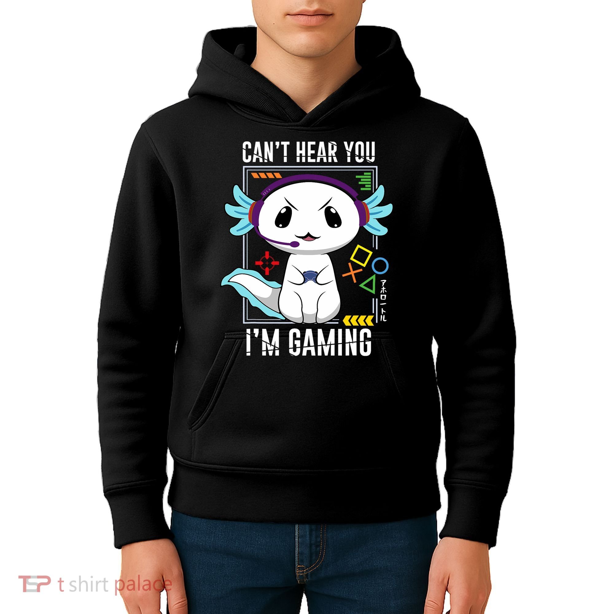 Axolotl Gaming Salamander As Gamer Kids Hoodie
