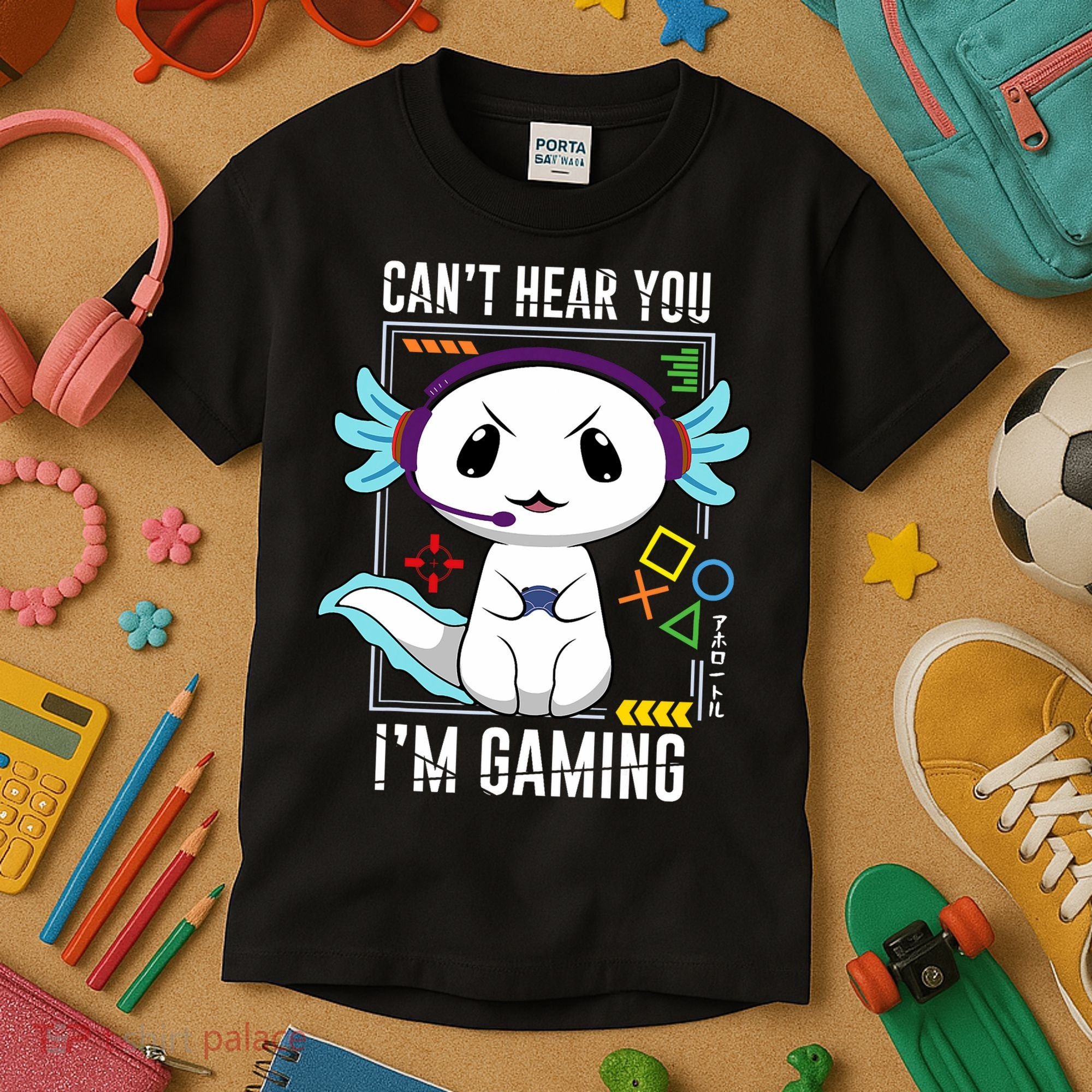Axolotl Gaming Salamander As Gamer Kids T-Shirt