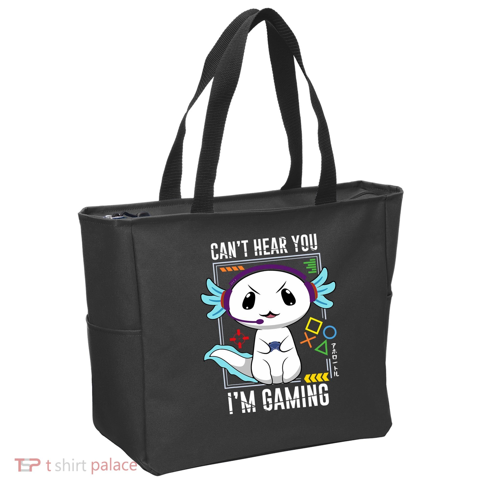 Axolotl Gaming Salamander As Gamer Tote Bag
