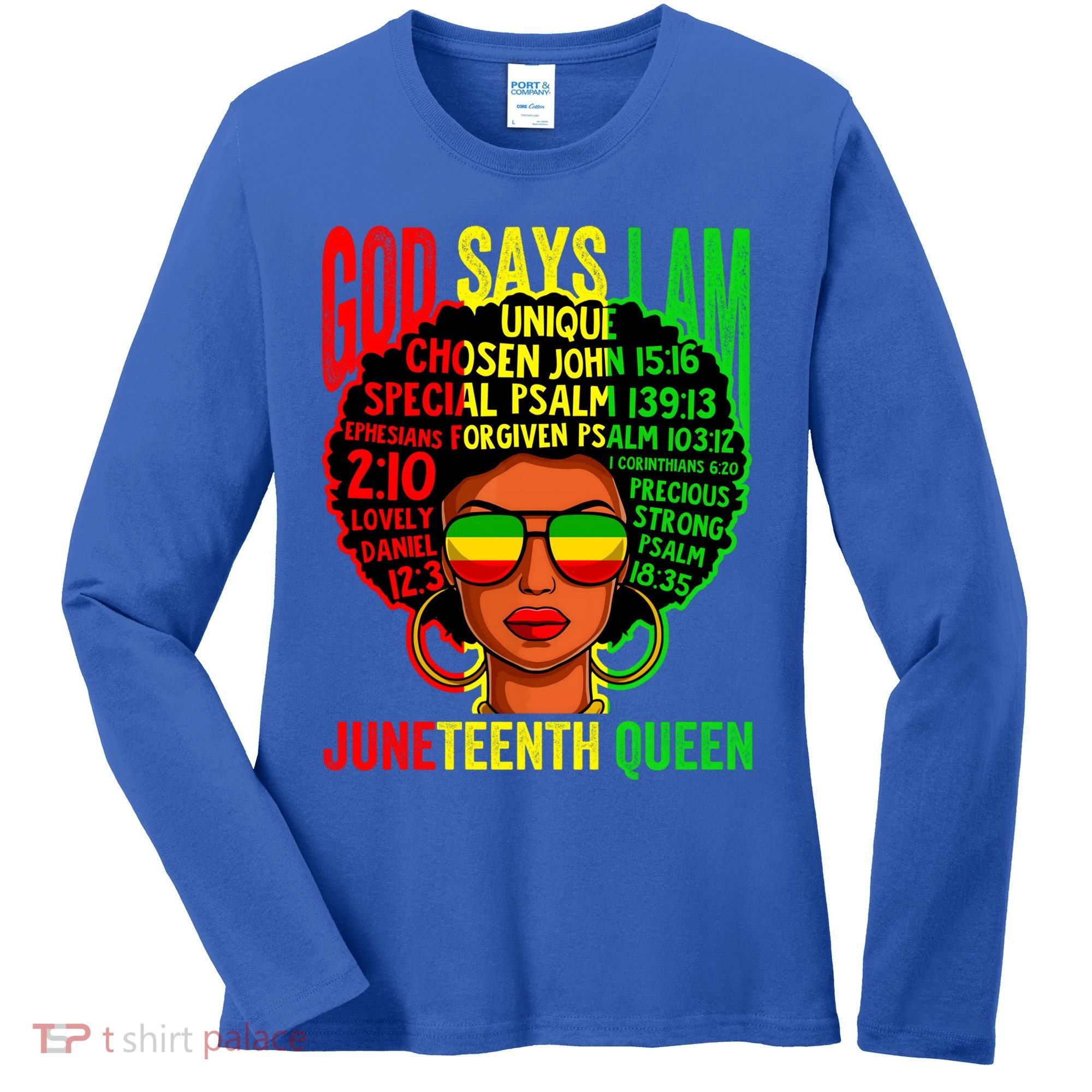 African God Says I Am Juneteenth Queen Black History Gift Women's Long Sleeve Shirt