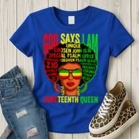 African God Says I Am Juneteenth Queen Black History Gift Women's T-Shirt thumb 3