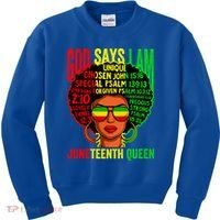 African God Says I Am Juneteenth Queen Black History Gift Kids Sweatshirt thumb 0
