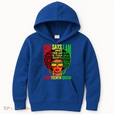 African God Says I Am Juneteenth Queen Black History Gift Kids Hoodie