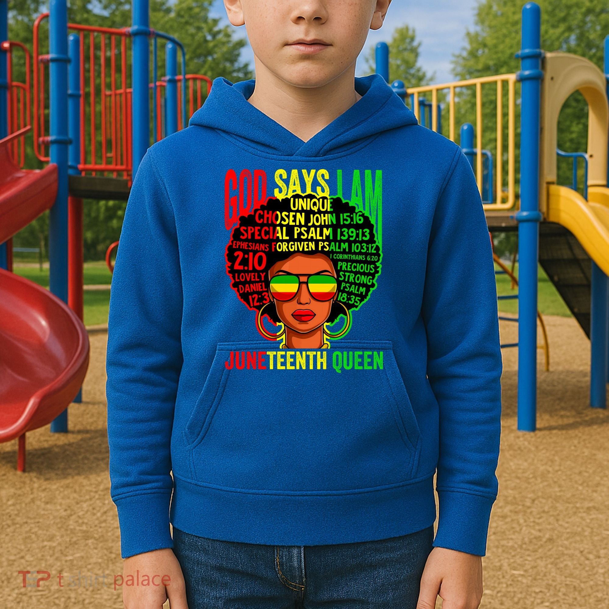 African God Says I Am Juneteenth Queen Black History Gift Kids Hoodie