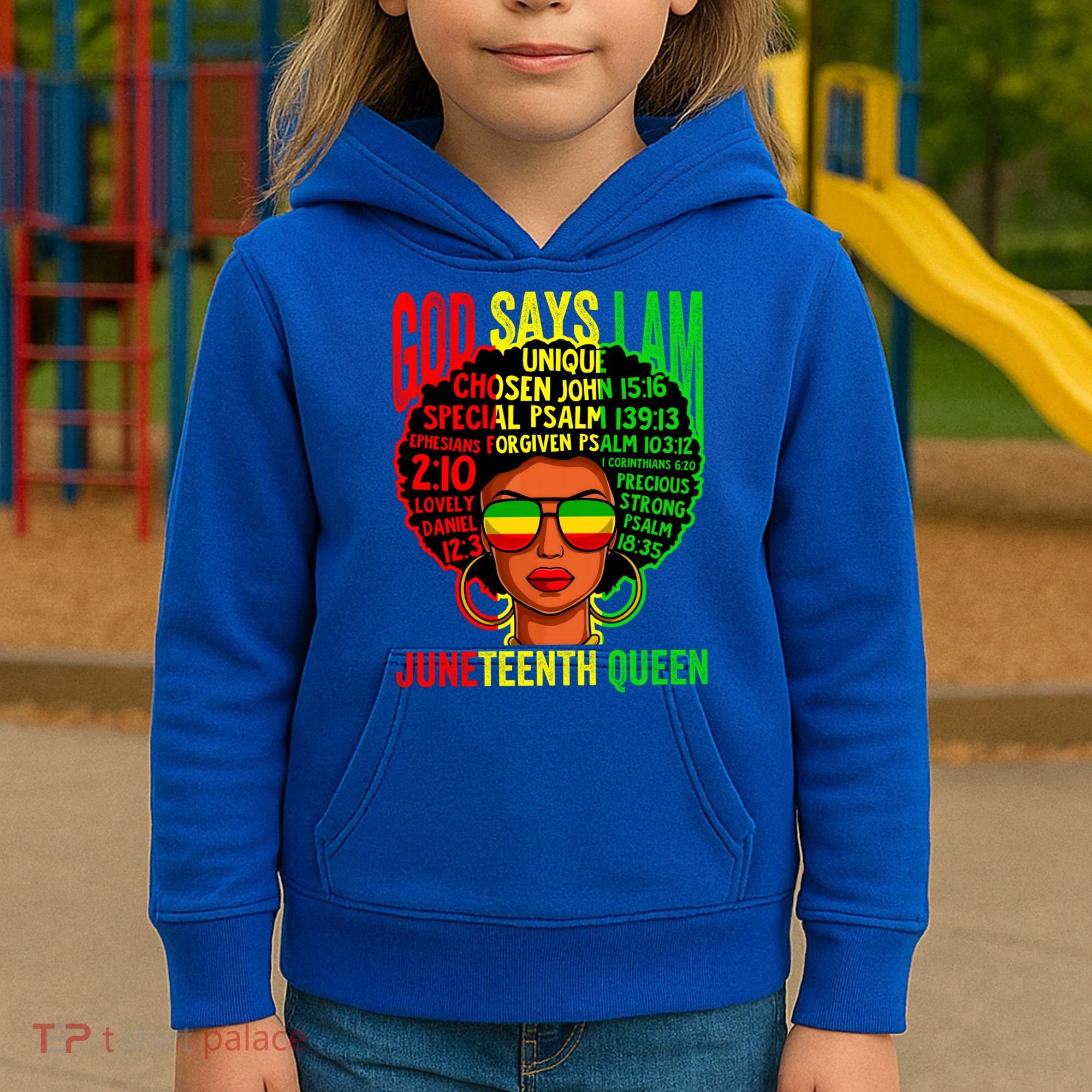 African God Says I Am Juneteenth Queen Black History Gift Kids Hoodie