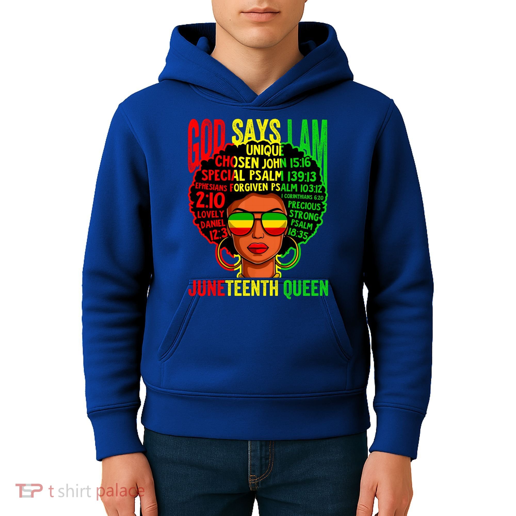 African God Says I Am Juneteenth Queen Black History Gift Kids Hoodie