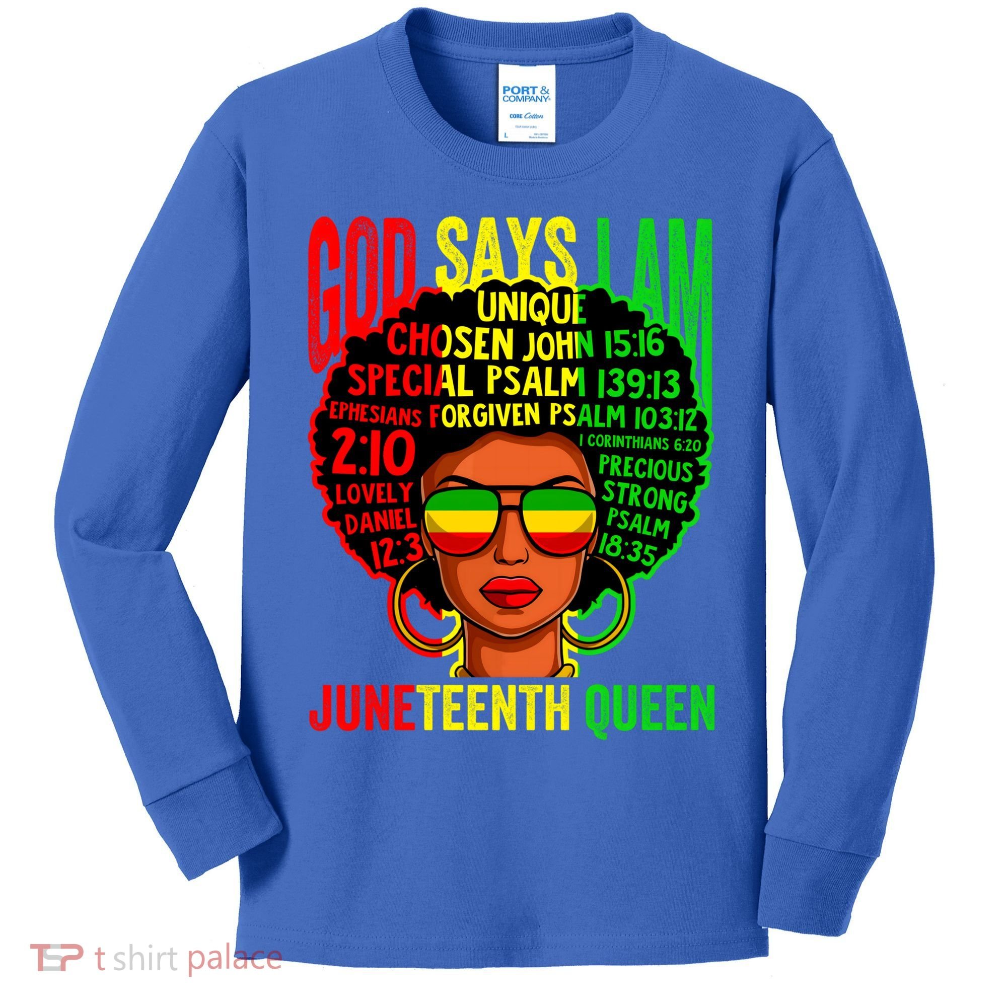 African God Says I Am Juneteenth Queen Black History Gift Kids Long Sleeve Shirt